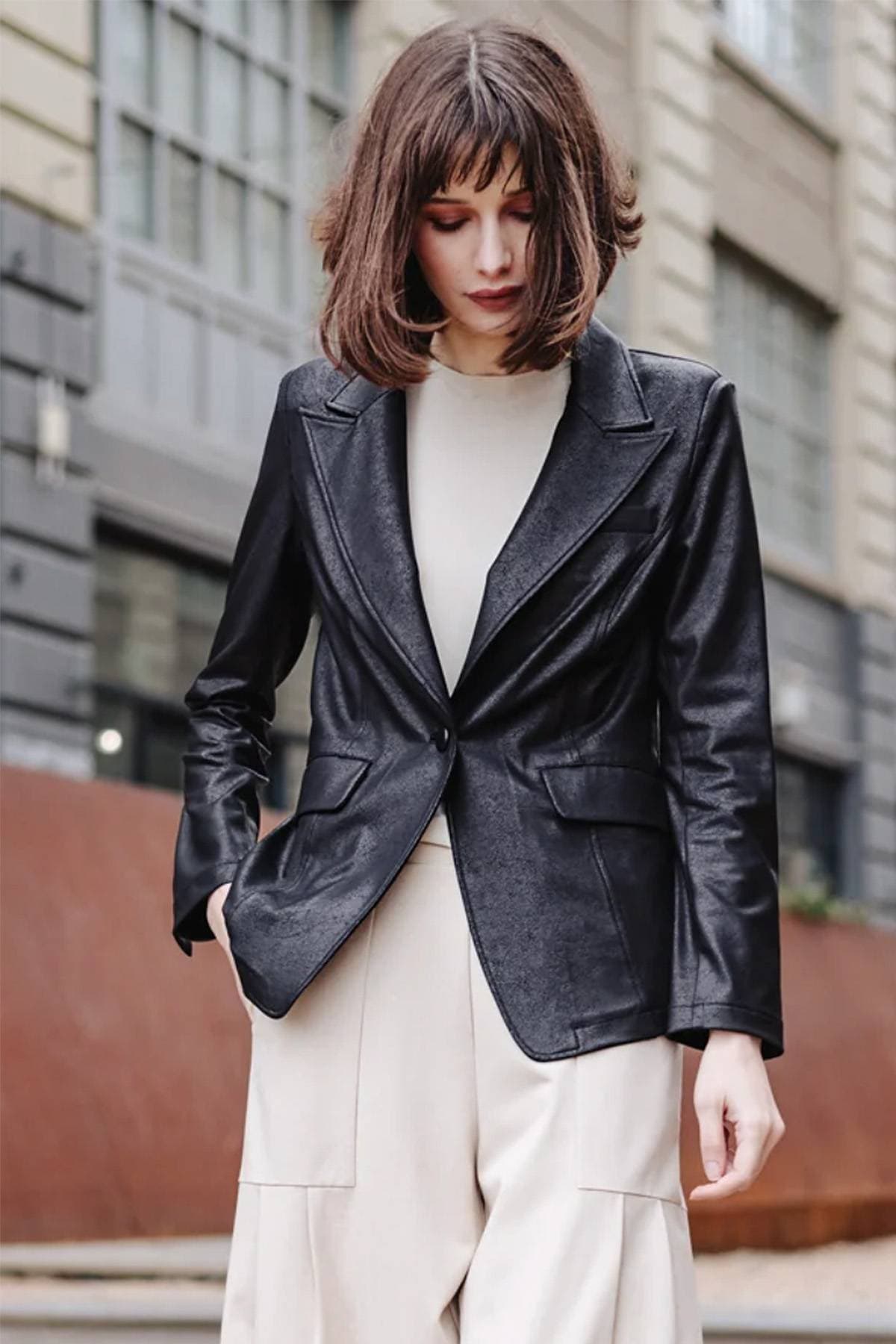 Tailored Liquid Leather Signature Pocket Blazer - $285.00 - View 2 of 5