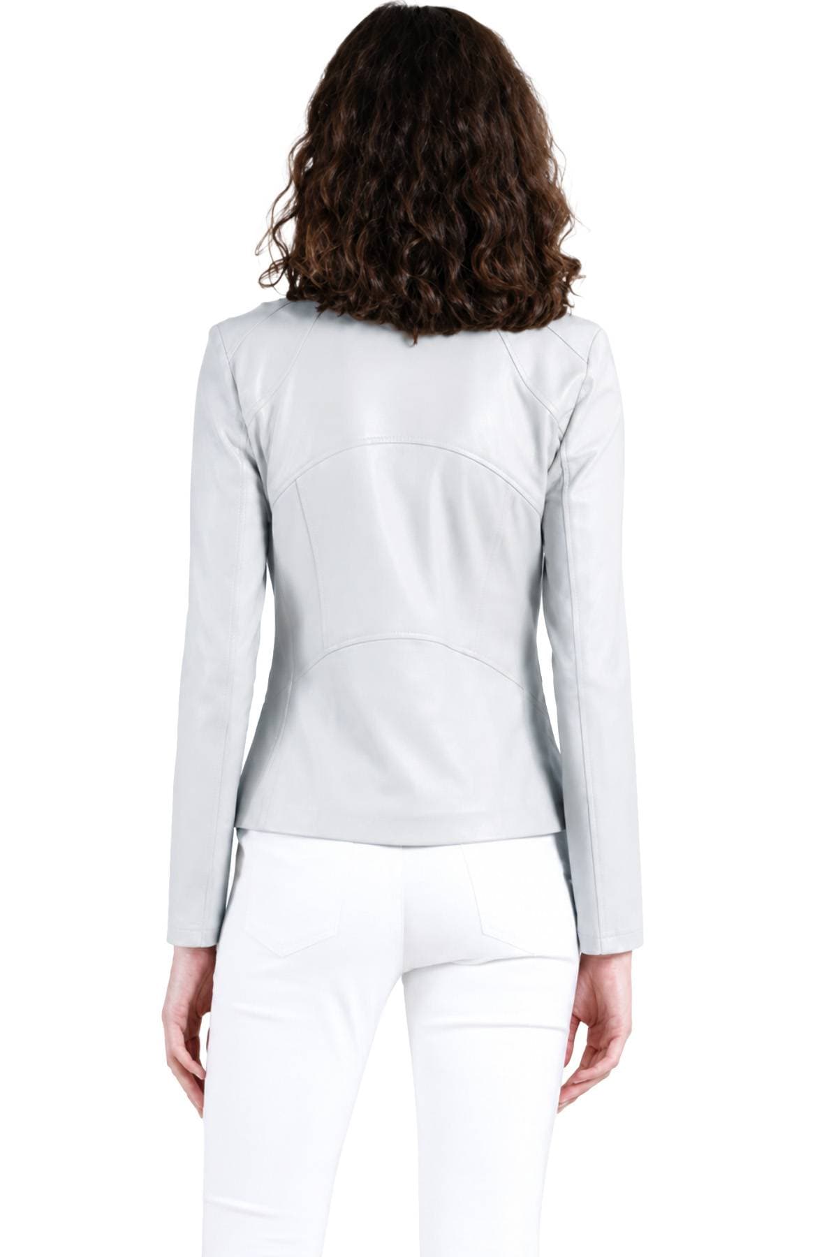 Light Stone Grey Liquid Leather Vegan Jacket | Women's -  - Alternative view 3
