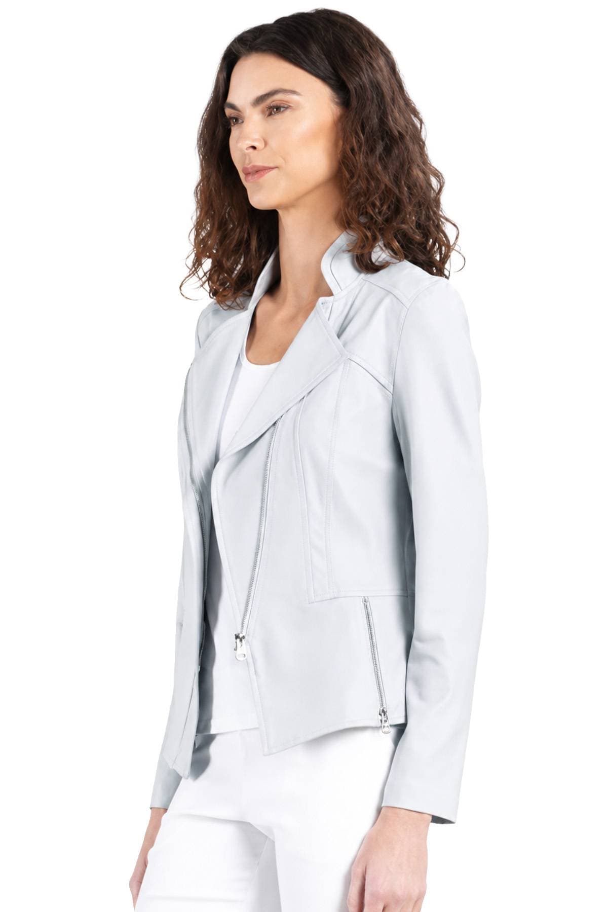 Light Stone Grey Liquid Leather Vegan Jacket | Women's -  - Alternative view 4