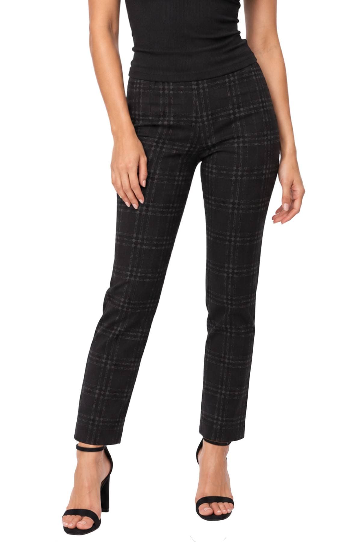 Black and Silver Plaid Pull-on Pant -  - Alternative view 2