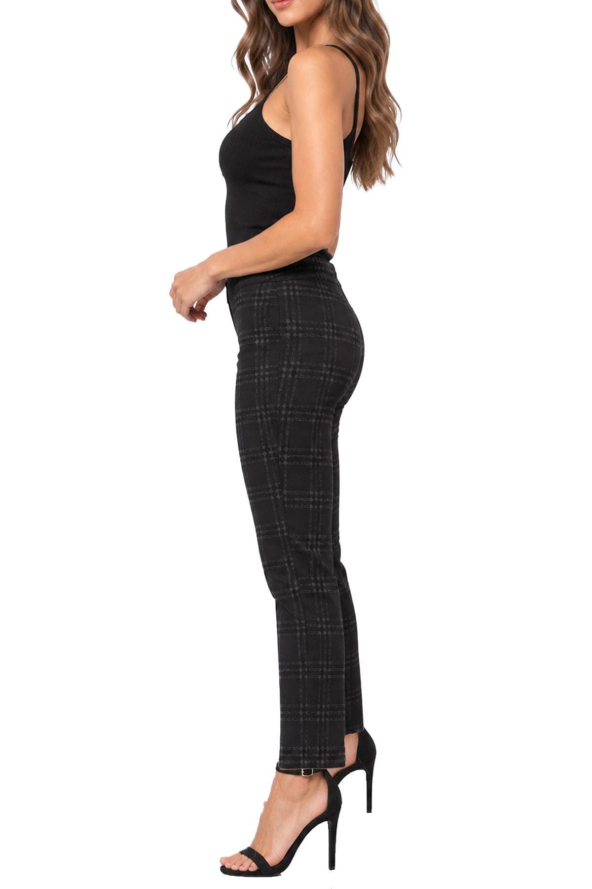 Black and Silver Plaid Pull-on Pant -  - Alternative view 3