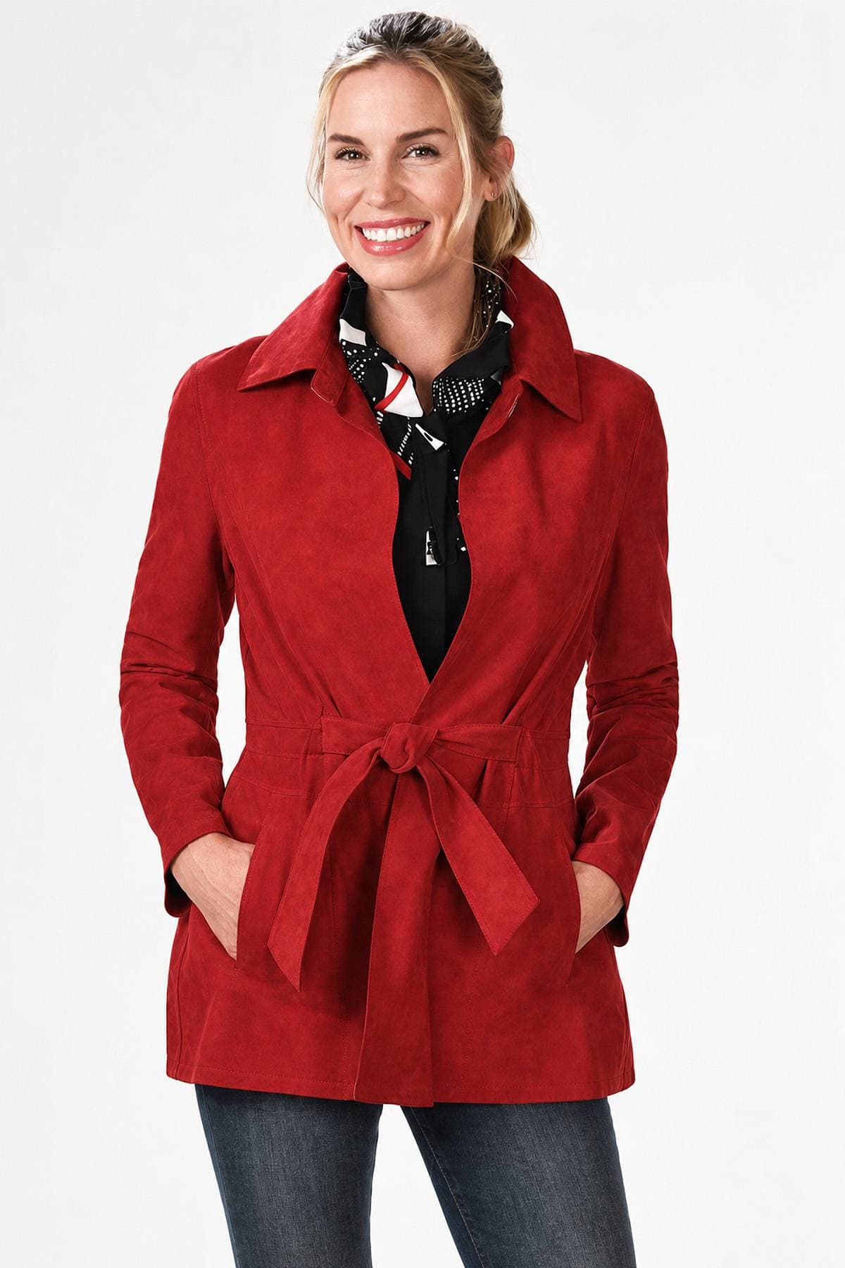 Red Reversible Suede Jacket | Women's - 965.0000 - Main product view
