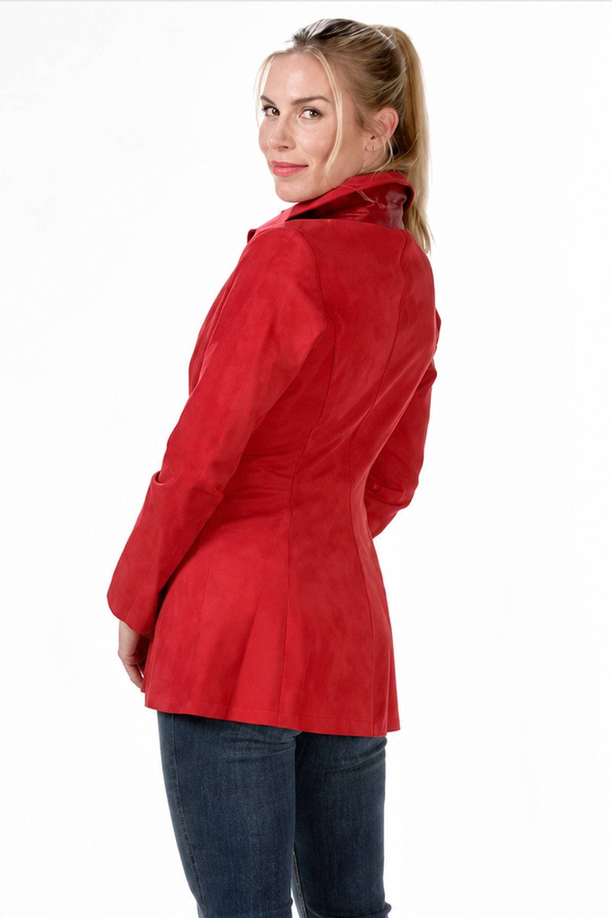 Red Reversible Suede Jacket | Women's - 965.0000 - Alternative view 3