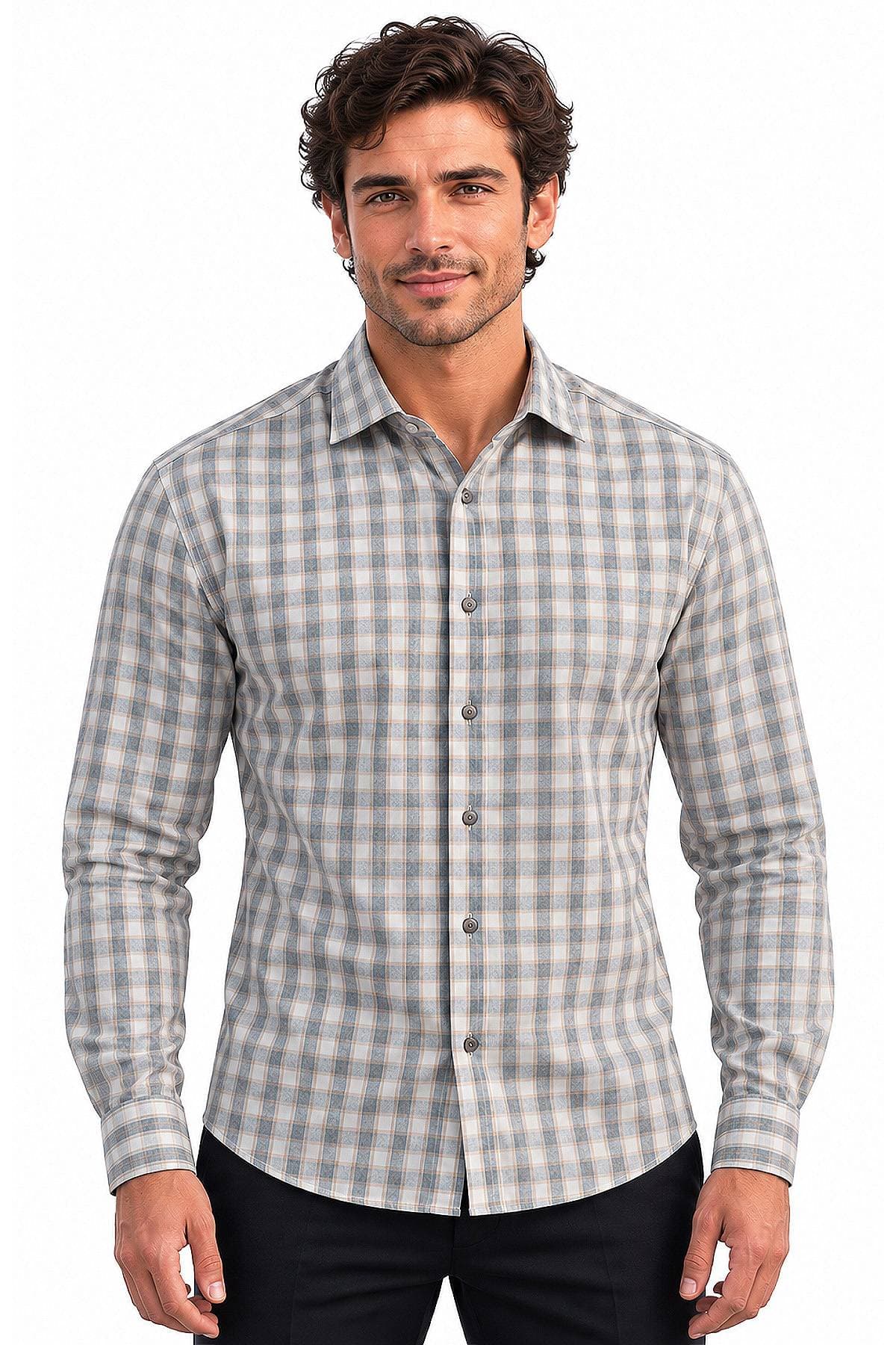 Lightweight Cotton Flannel Plaid Sport Shirt | Men's -  - Main product view
