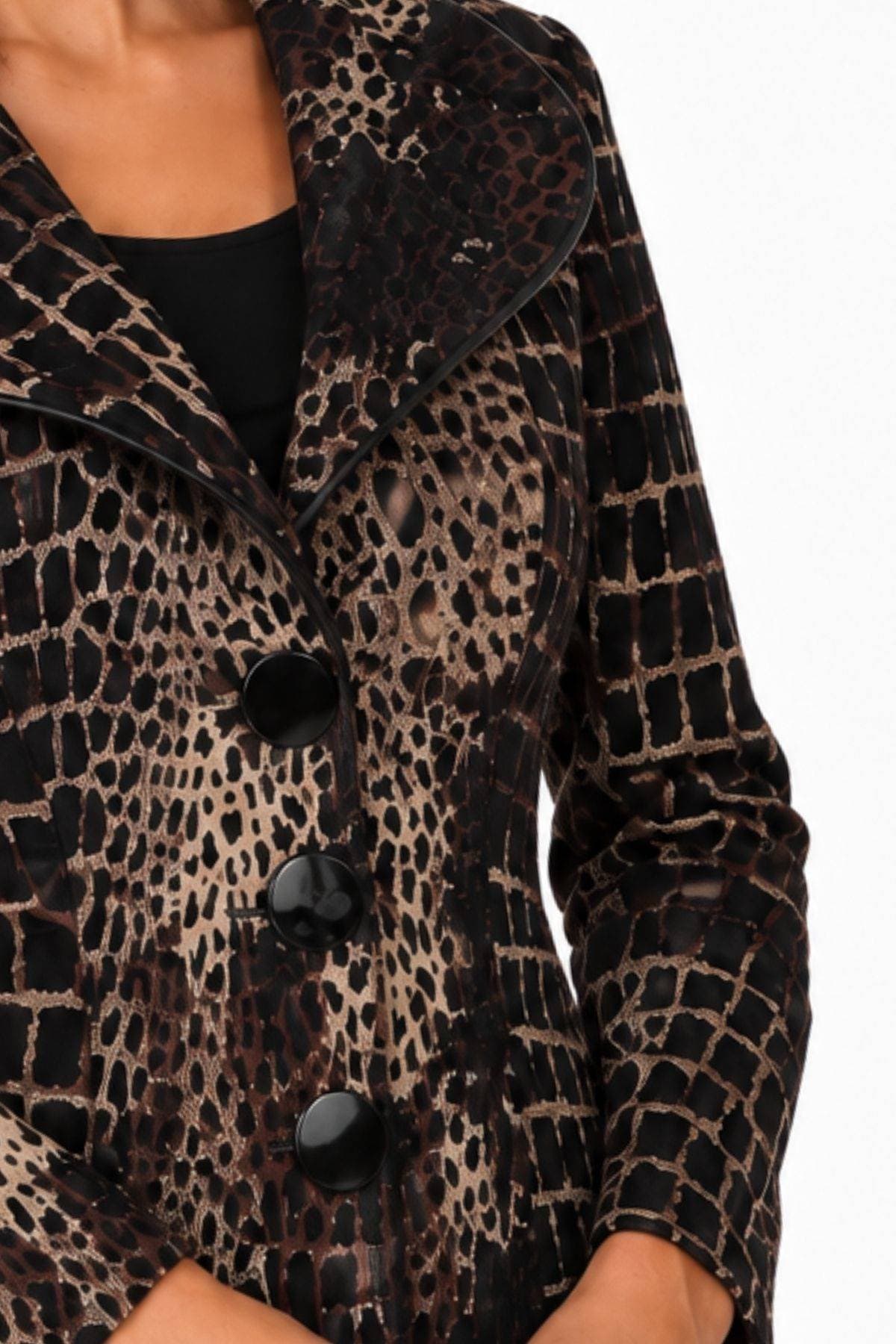 Animal Print Knit Jacket -  - Alternative view 3