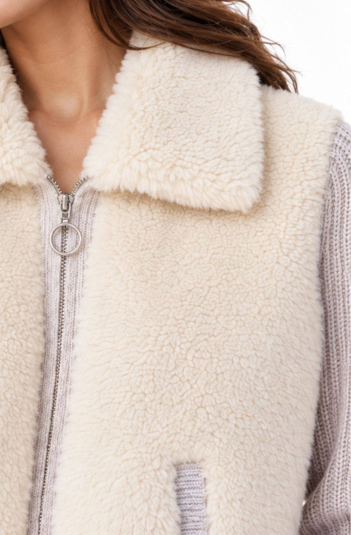 Ivory Cream 100% Merino Wool Sherpa Jacket-Sweater - $295.00 - View 4 of 4