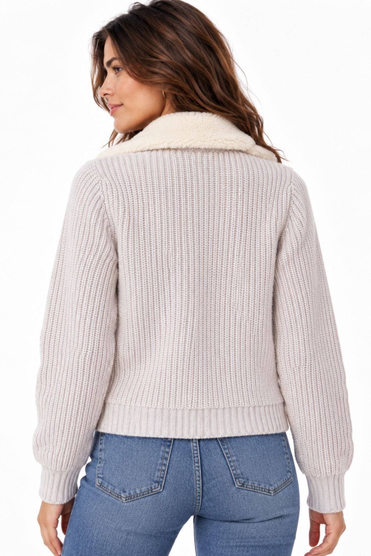 Ivory Cream 100% Merino Wool Sherpa Jacket-Sweater - $295.00 - View 3 of 4