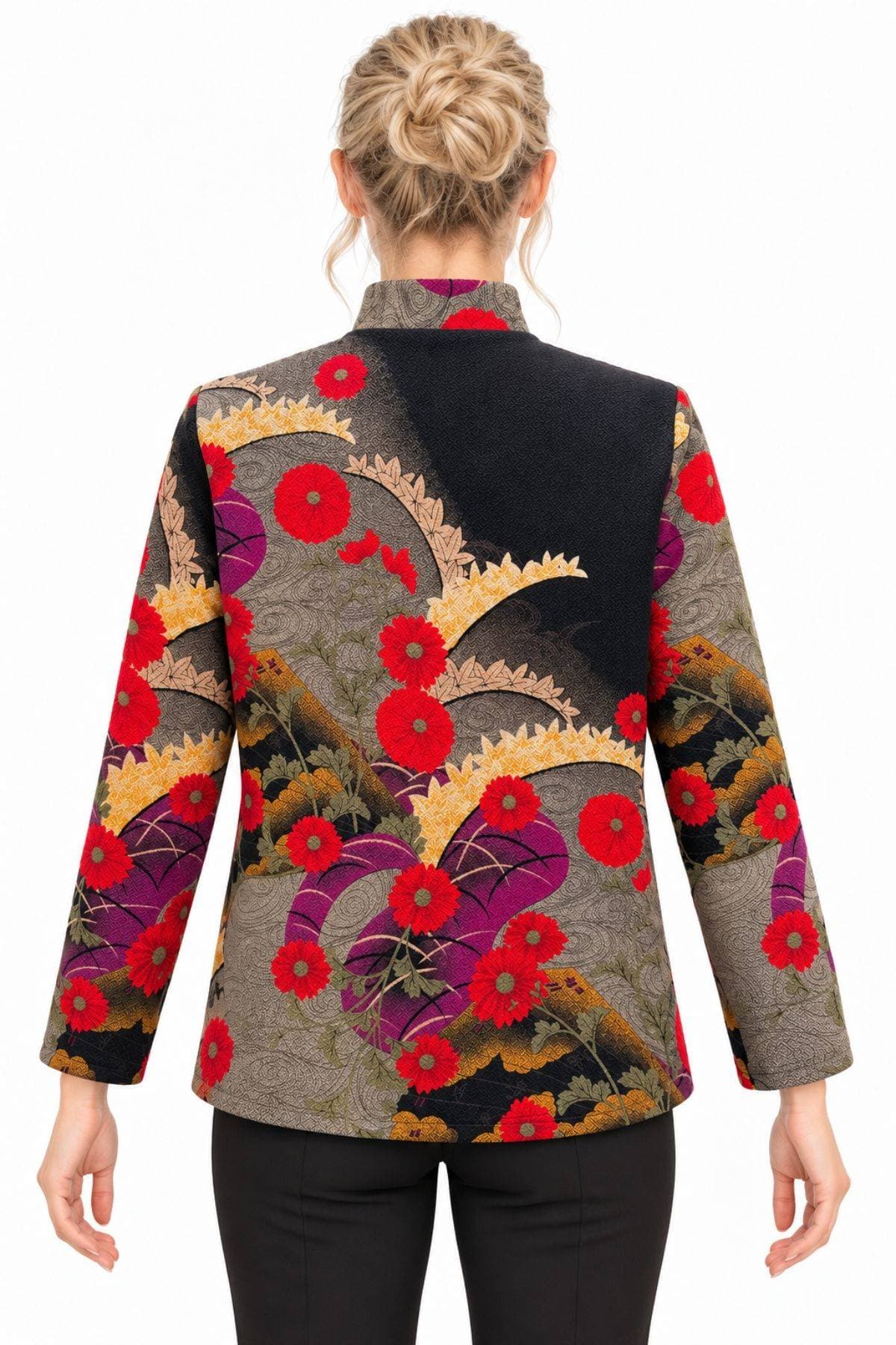 Asian-Inspired Floral Crepe Shirt Jacket | Women's -  - Alternative view 5