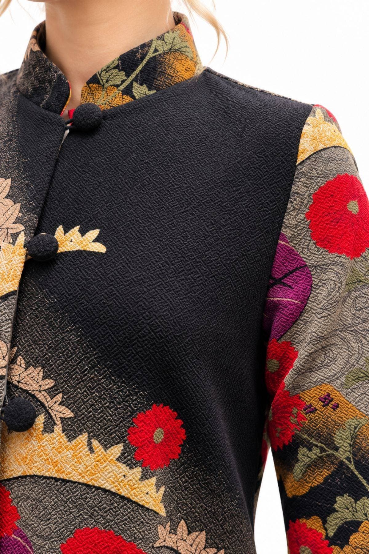 Asian-Inspired Floral Crepe Shirt Jacket | Women's -  - Alternative view 4