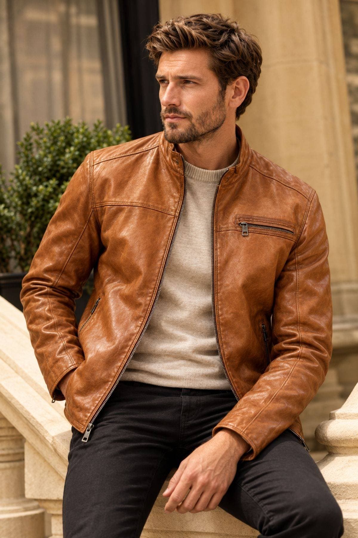 Milestone of Germany Vintage Nappa Leather Jacket – Caramel - $785.00 - View 2 of 4