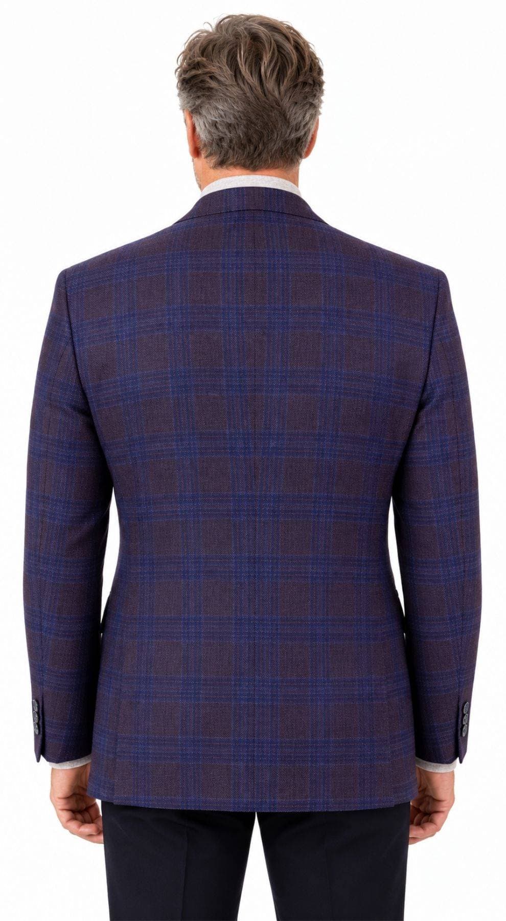 Italian Super 130s Wool Sport Coat – Eggplant Plaid -  - Alternative view 4