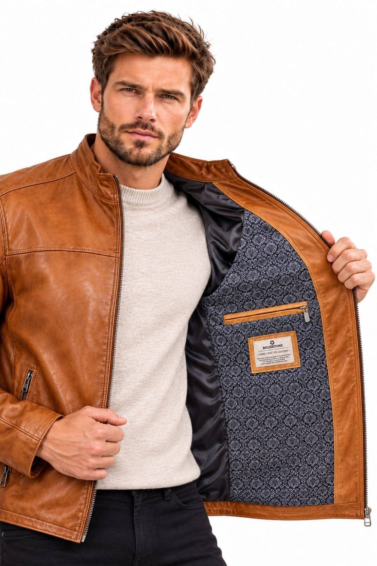 Milestone of Germany Vintage Nappa Leather Jacket – Caramel - $785.00 - View 4 of 4