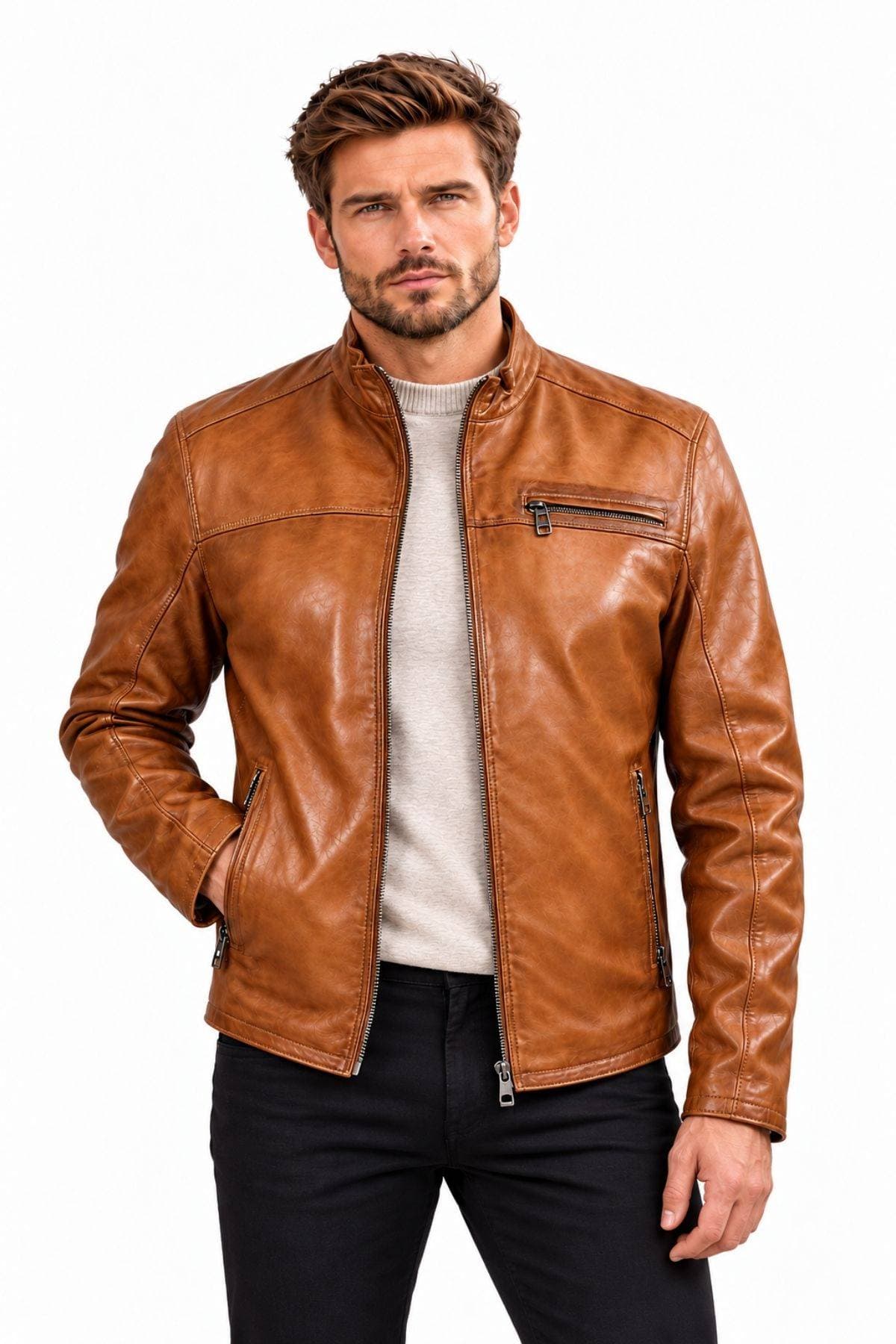 Milestone of Germany Vintage Nappa Leather Jacket – Caramel - $785.00 - View 3 of 4