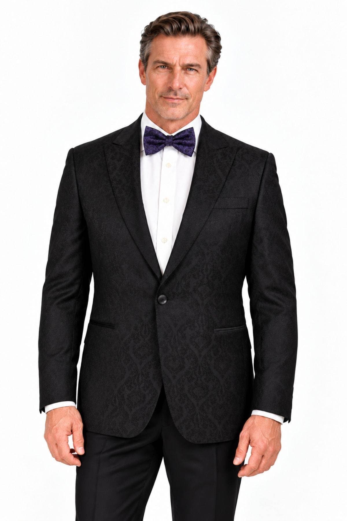 Black-on-Black Italian Paisley Jacquard Dinner Jacket -  - Main product view