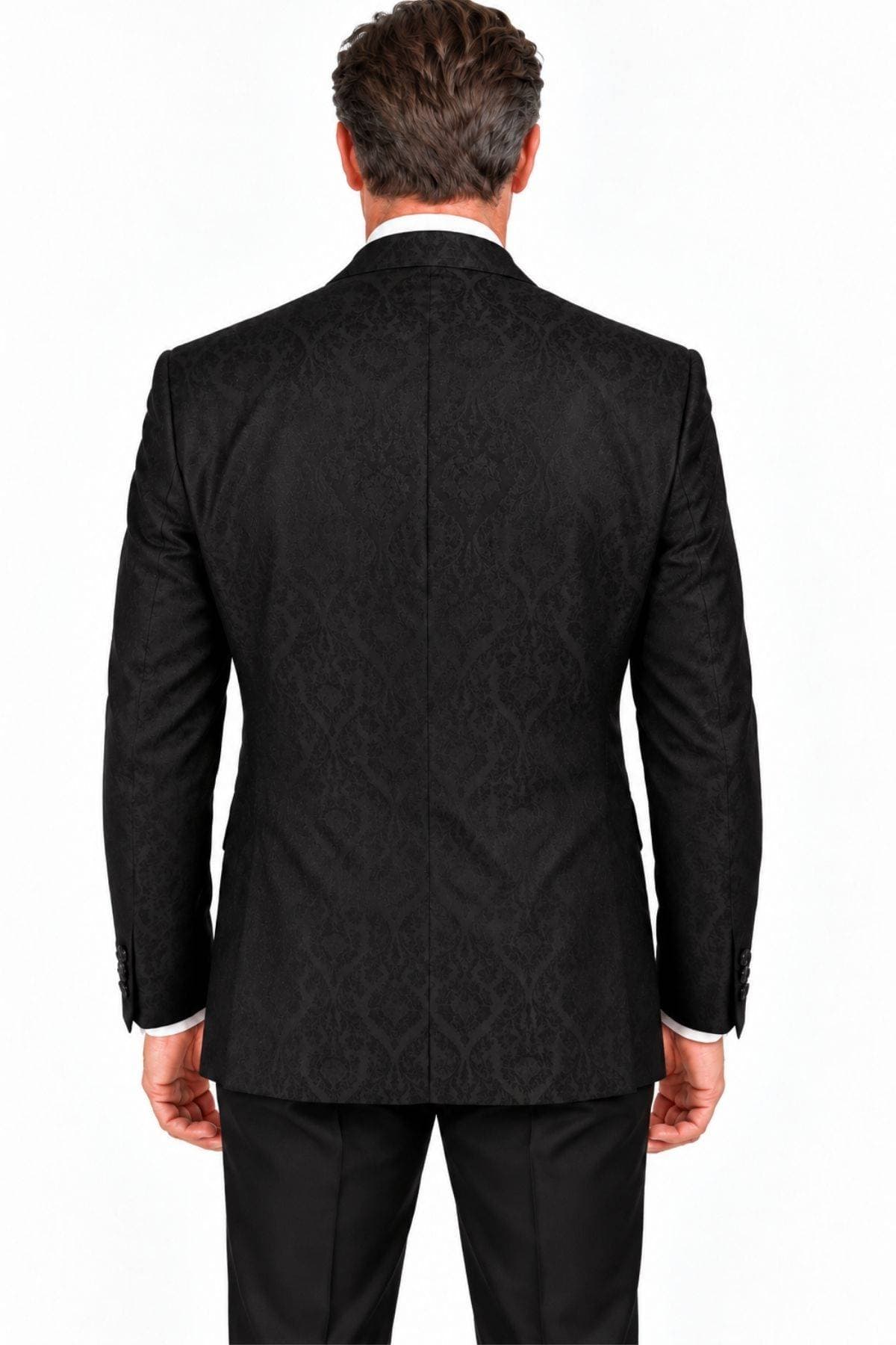 Black-on-Black Italian Paisley Jacquard Dinner Jacket -  - Alternative view 3