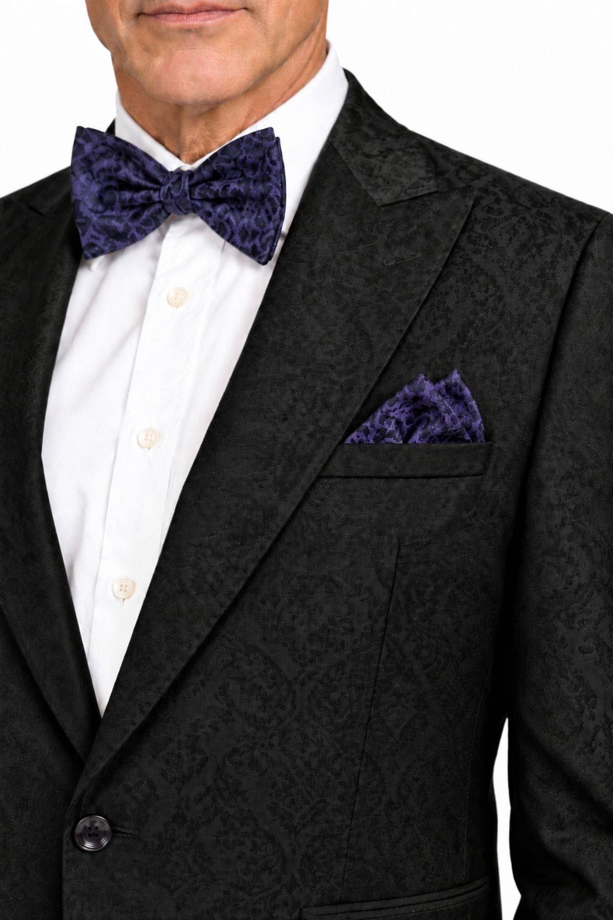 Black-on-Black Italian Paisley Jacquard Dinner Jacket -  - Alternative view 2