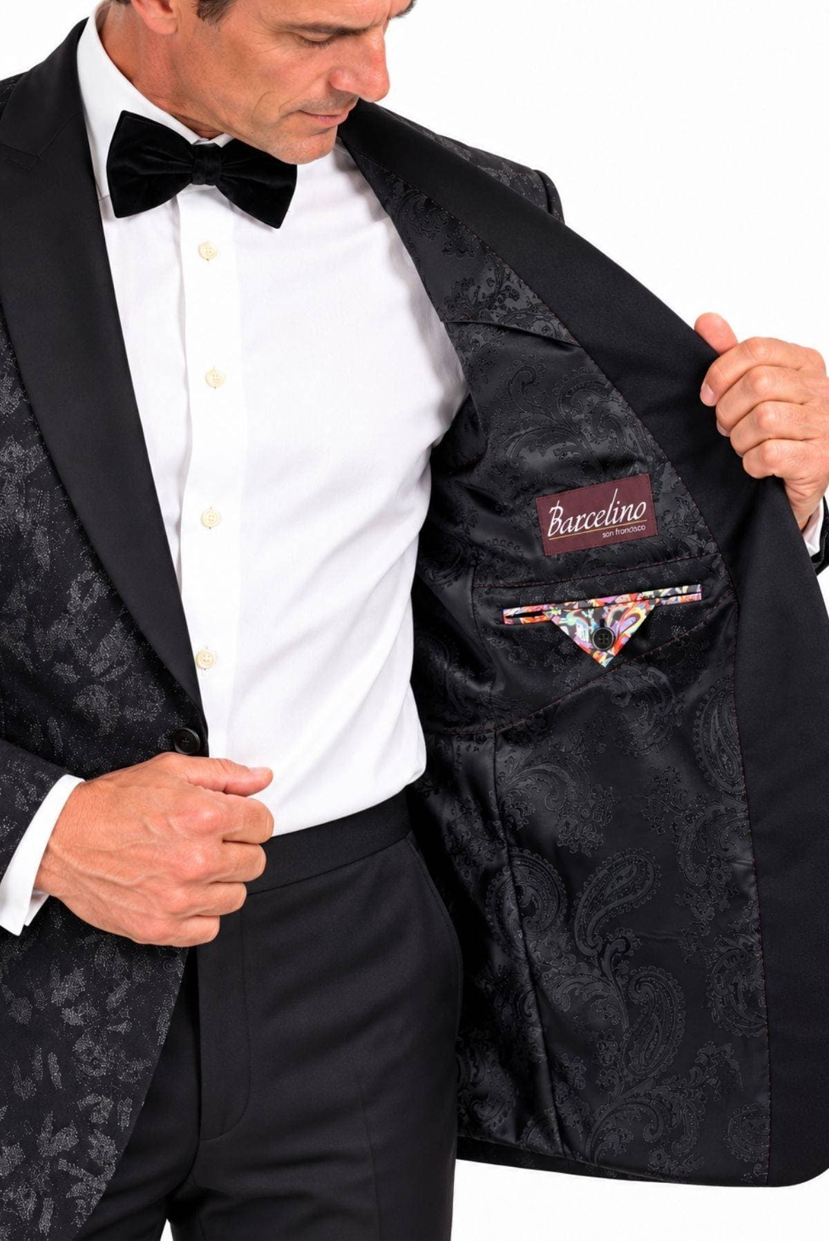 Luxury Black Dinner Jacket with Silver Lurex Print - $1,685.00 - View 5 of 5