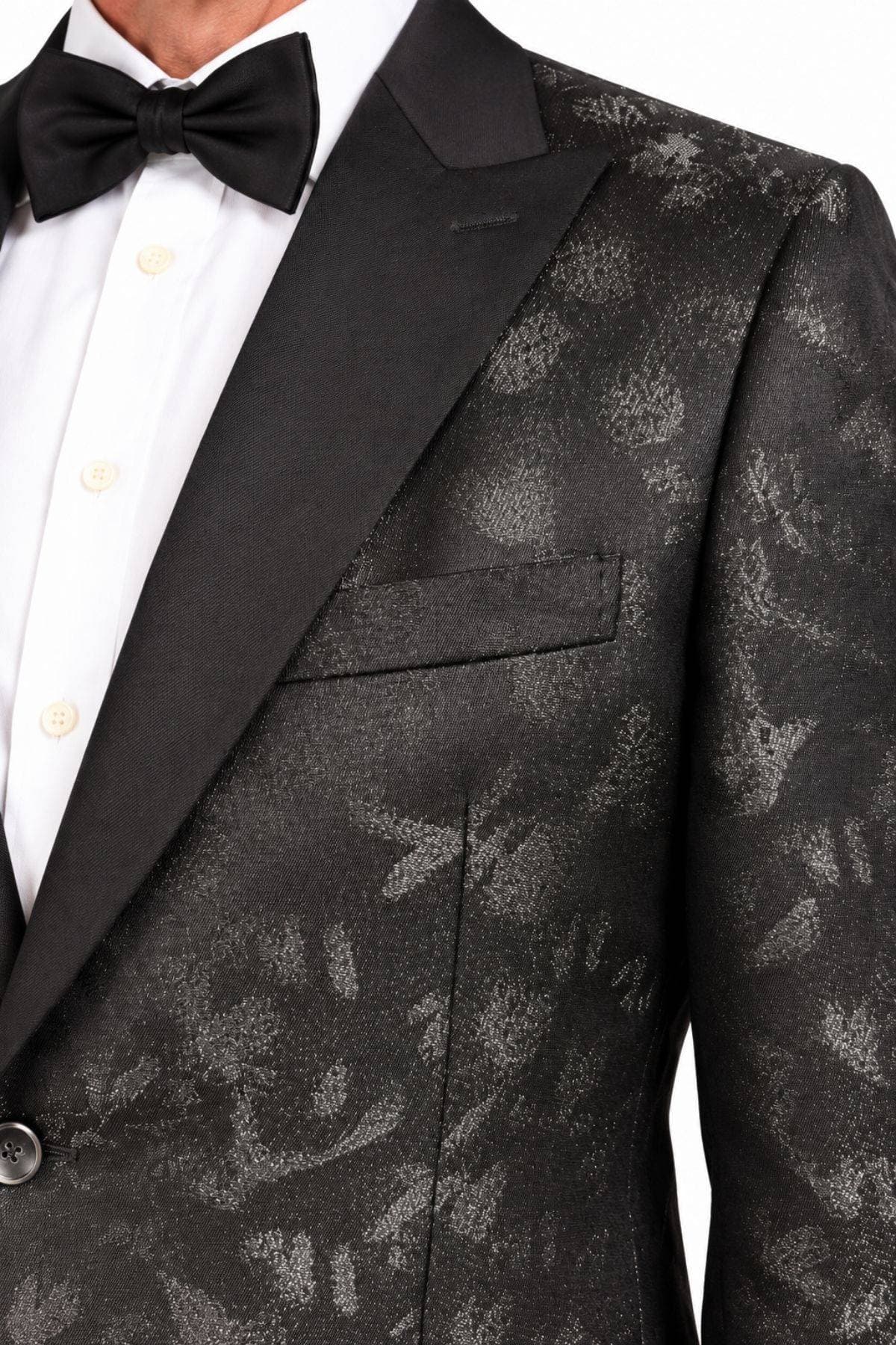 Luxury Black Dinner Jacket with Silver Lurex Print - $1,685.00 - View 2 of 5