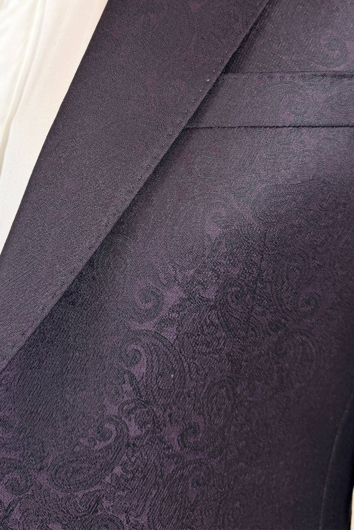 Luxury Aubergine Tonal Paisley Peak Lapel Dinner Jacket -  - Alternative view 3