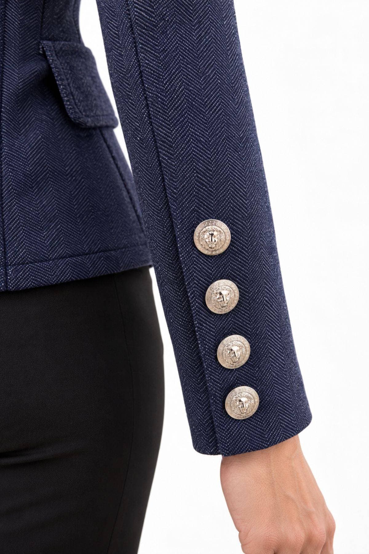 Luxe Stretch Denim Jersey Double-Breasted Jacket | Women's - $295.00 - View 3 of 8