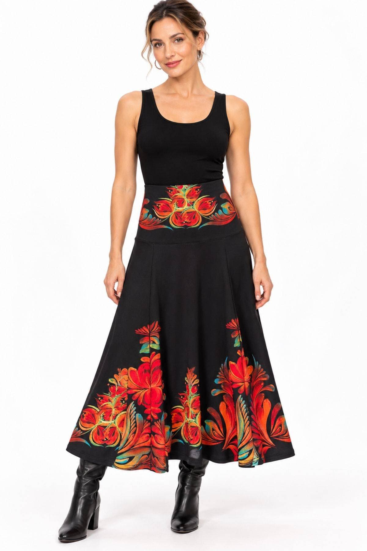 Tropical Floral Placement Print Four-Panel Boot Skirt | Women's - $185.00 - View 5 of 6