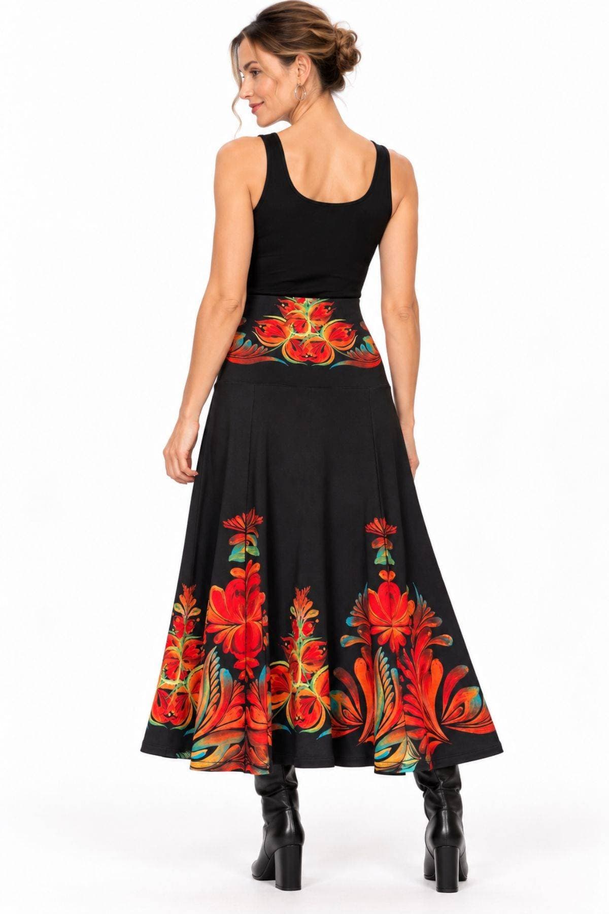 Tropical Floral Placement Print Four-Panel Boot Skirt | Women's - $185.00 - View 4 of 6
