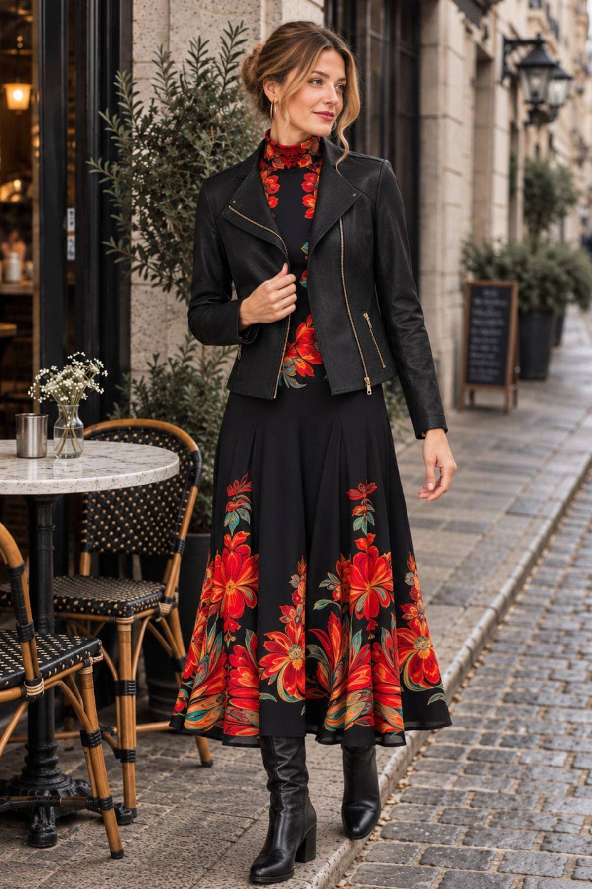 Tropical Floral Placement Print Four-Panel Boot Skirt | Women's - $185.00 - View 2 of 6