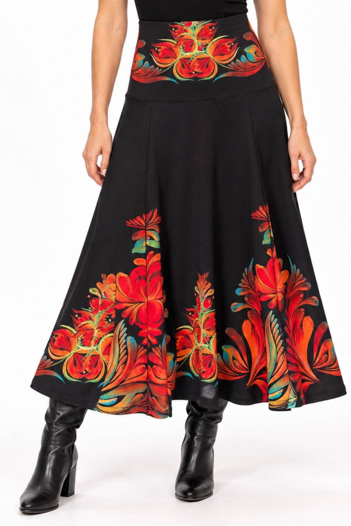 Tropical Floral Placement Print Four-Panel Boot Skirt | Women's - $185.00 - View 1 of 6