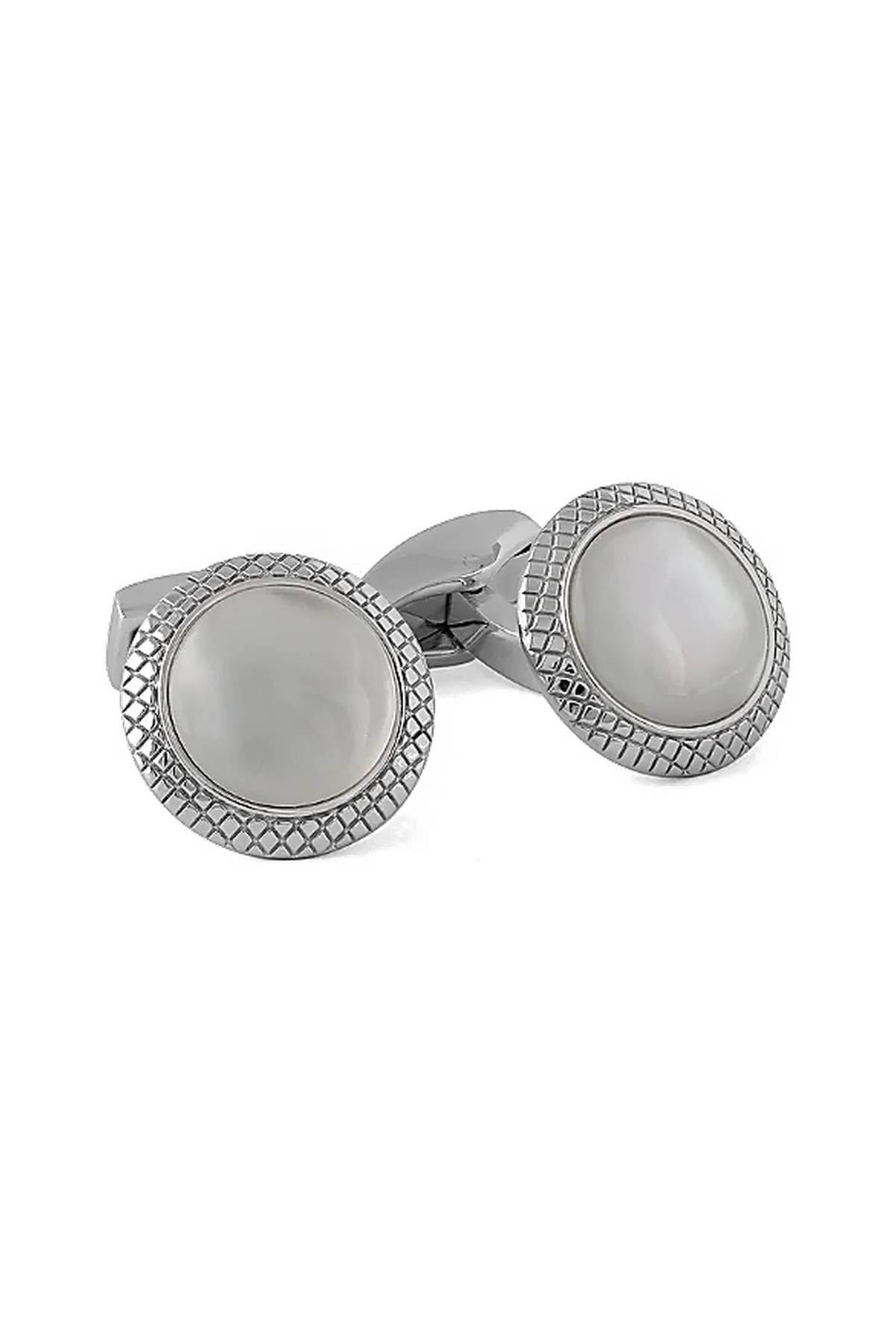 White Mother-of-Pearl Diamond-Pattern Cufflinks -  - Main product view