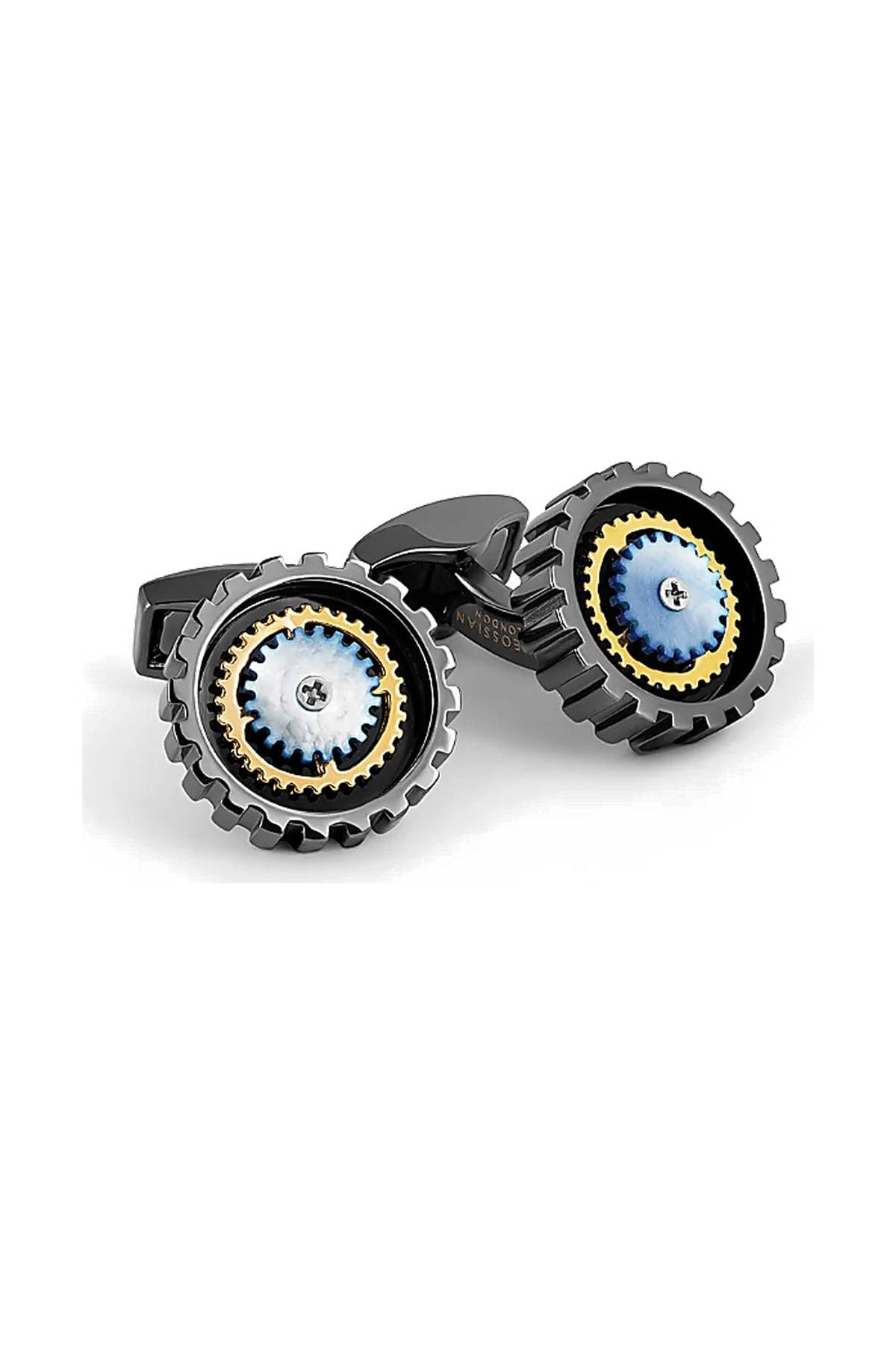 Blue Mother-of-Pearl Rotating Gear Cufflinks -  - Main product view