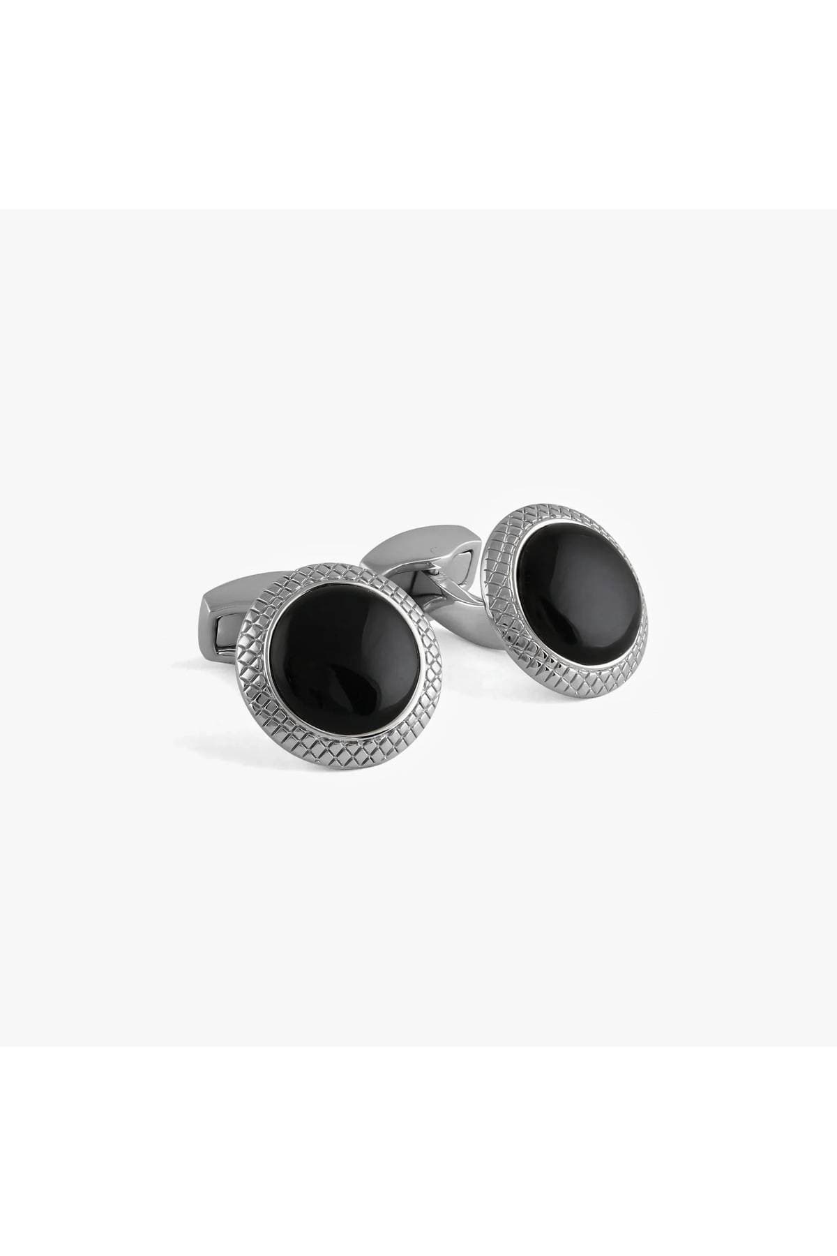 Black Onyx Diamond-Pattern Cufflinks -  - Main product view