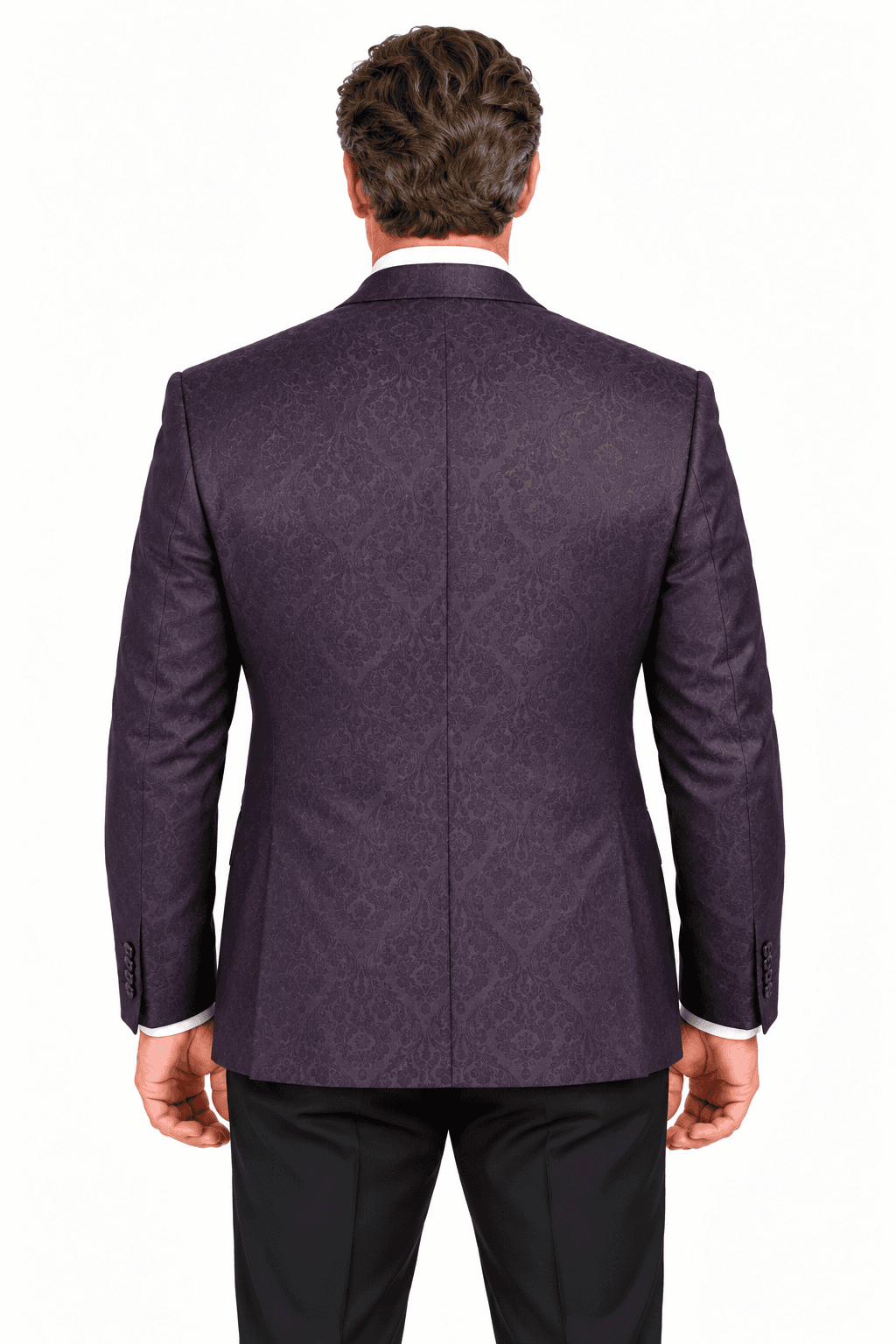 Luxury Aubergine Tonal Paisley Peak Lapel Dinner Jacket -  - Alternative view 4