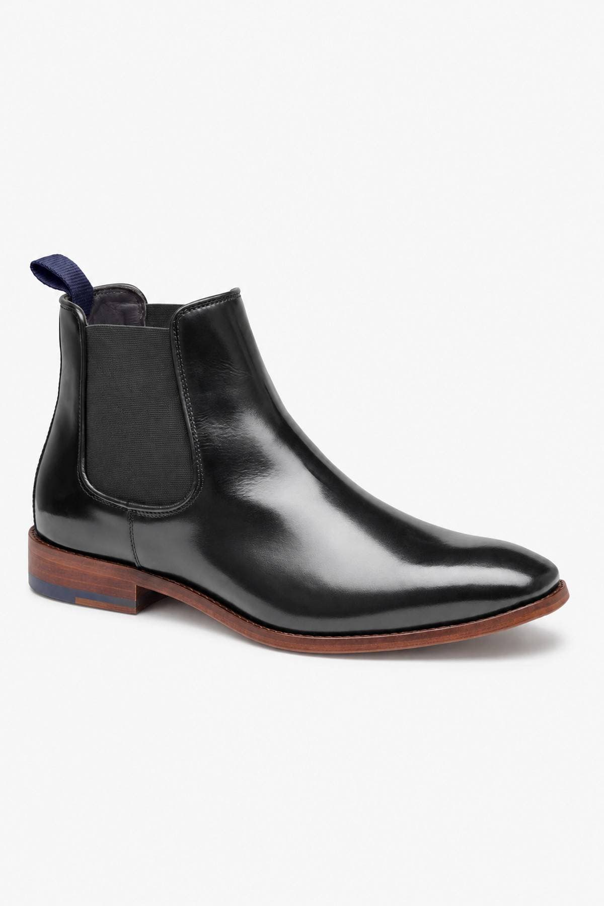 Black Italian Leather Chelsea Boot | Men's -  - Main product view