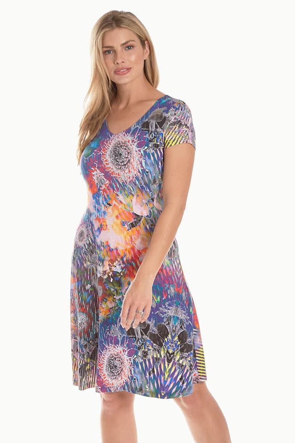 Short Sleeved Jersey printed dress -  - View 1 of 3
