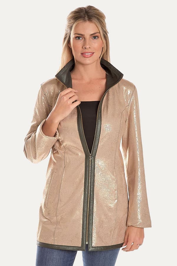 Reversible Leather Zip in Green Tea
