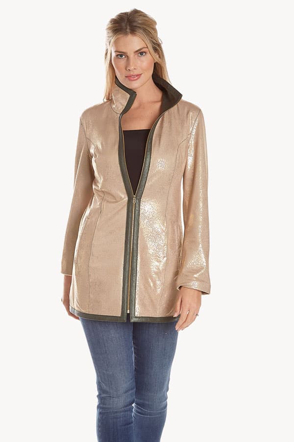 Reversible Leather Zip in Green Tea
