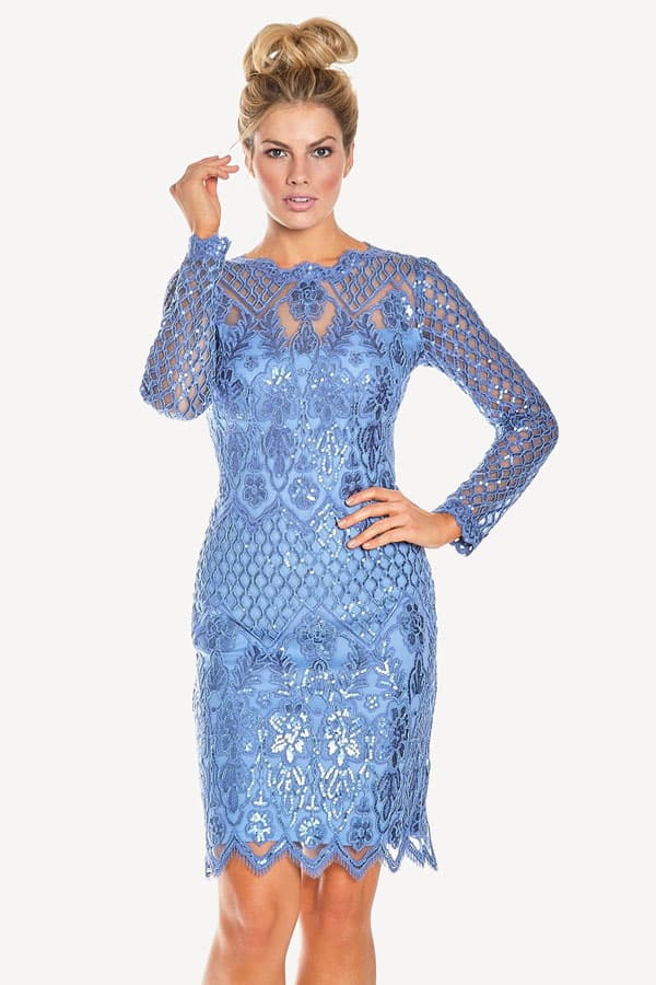 Periwinkle Sequined Cocktail Dress