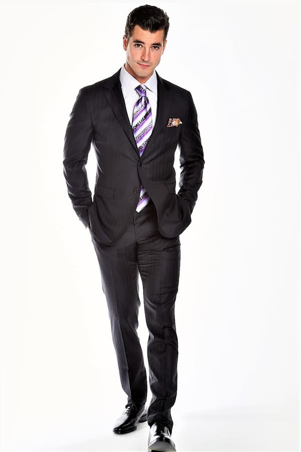 Suit, Modern Chevron Stripe Super 120's cloth by Tallia Di Delfino