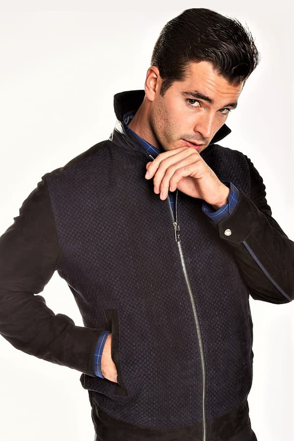 Torras Woven Suede Blouson Leather Trim