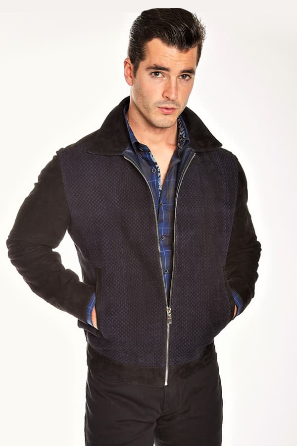 Torras Woven Suede Blouson Leather Trim