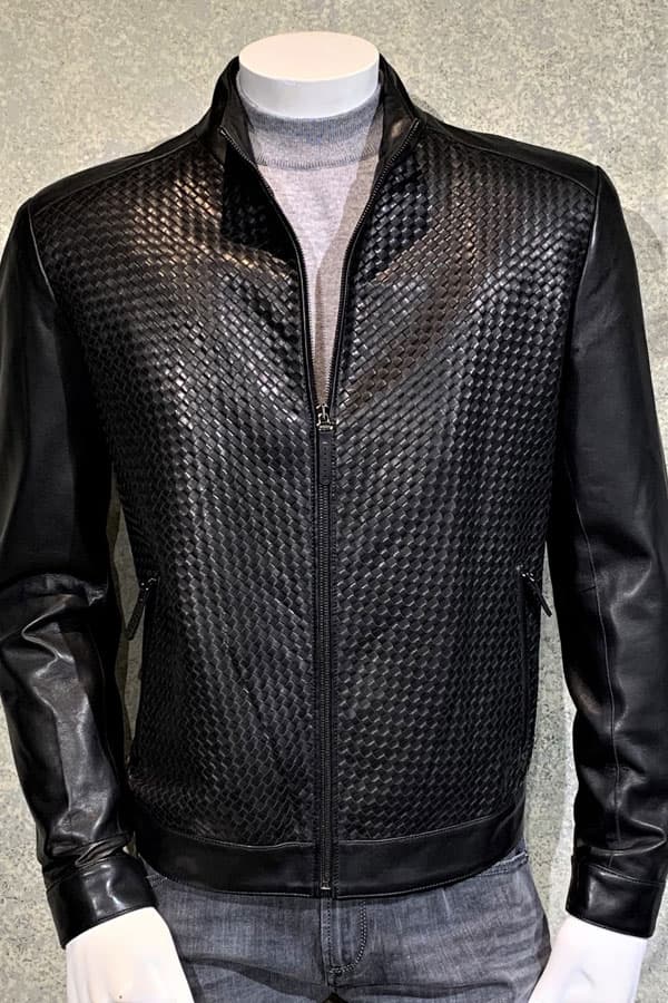 Leather Woven Braiding, Zip Blouson