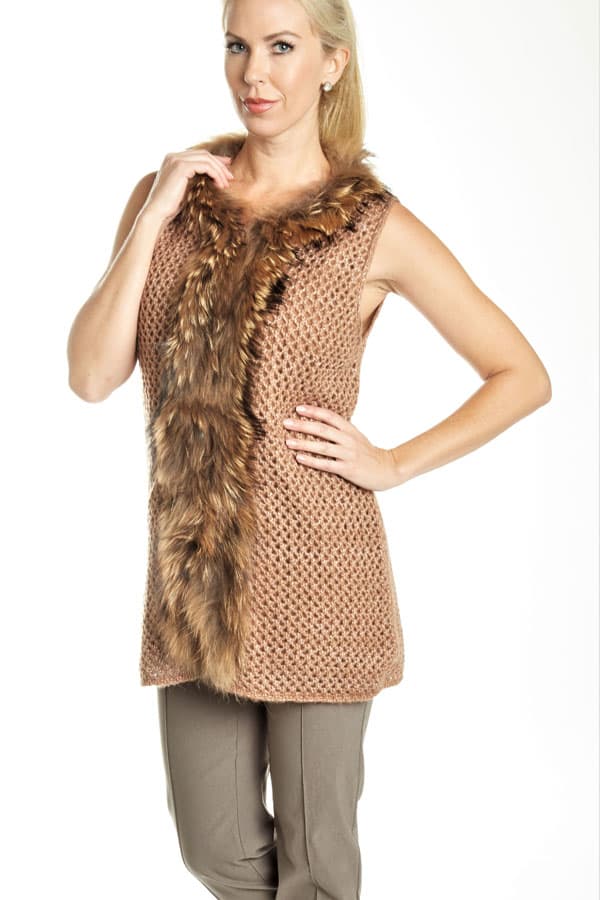 Knit Fur Trimmed Vest