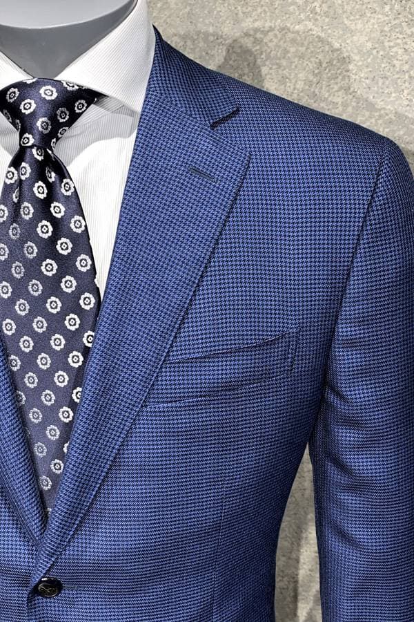 Ravazzolo-Silk&Wool Jacket in Hounds Tooth Design-Italy