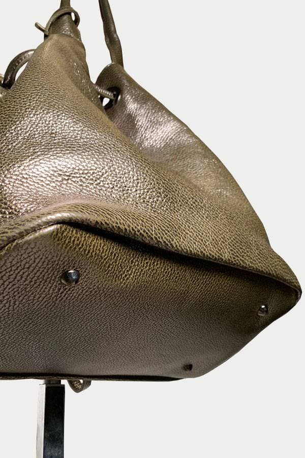Large Italian Pebble Leather Drawstring Purse