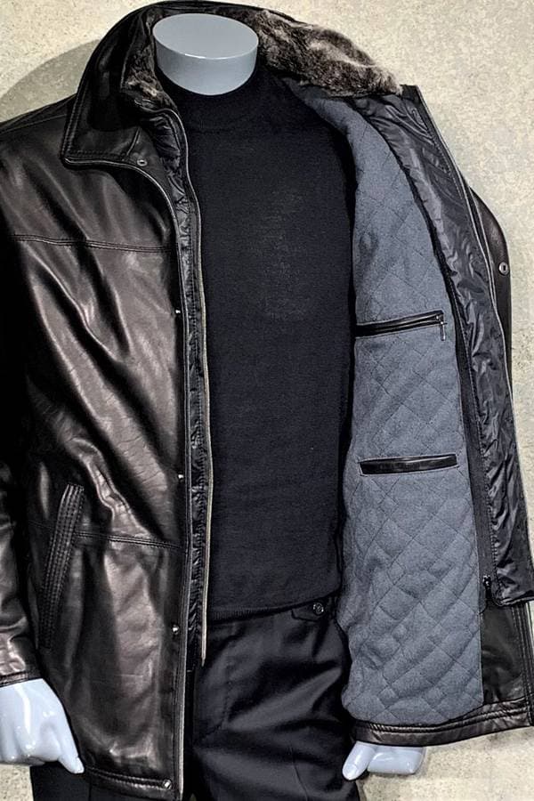Leather 3/4 Zip Coat with Warmer