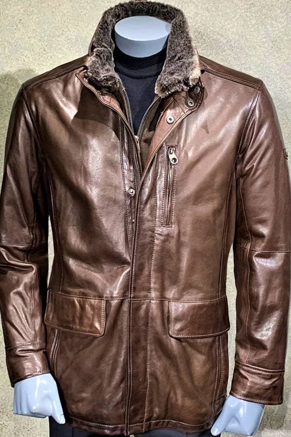 Leather 3/4 Zip Coat with Warmer