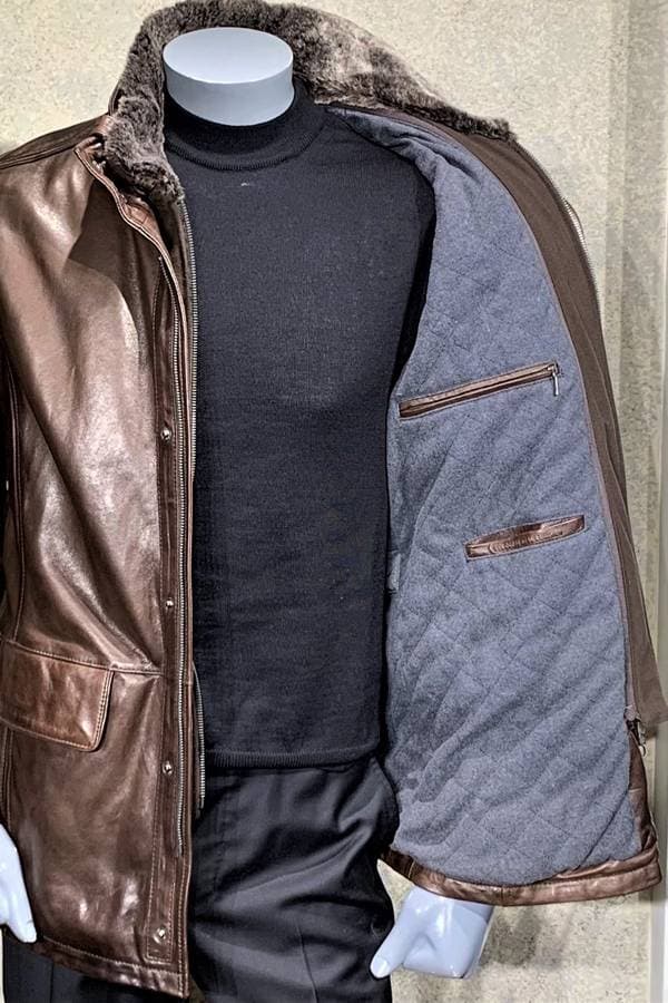 Leather 3/4 Zip Coat with Warmer