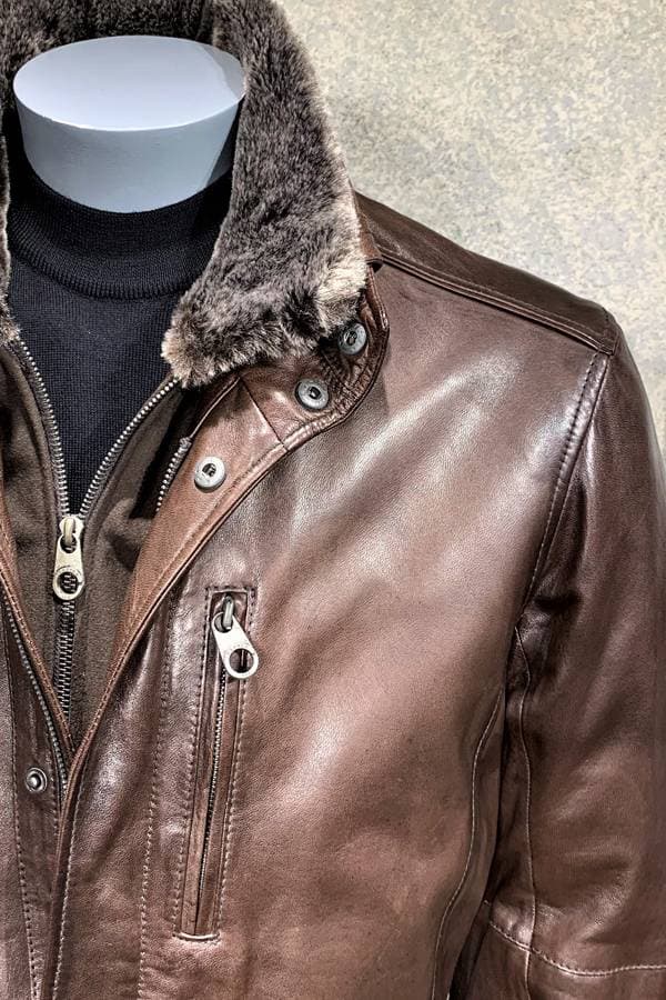 Leather 3/4 Zip Coat with Warmer