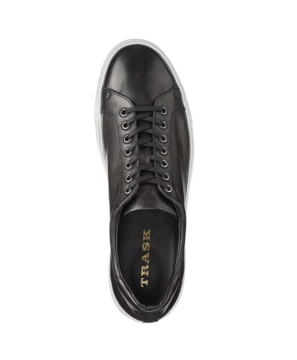 Trask Italian Sneaker in Hand Finished Charcoal Black Color.