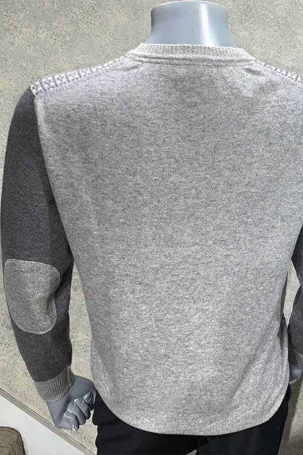 100% Cashmere Crew Check Striped Sweater